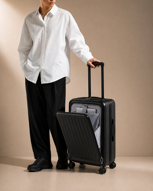 Bantham Front-Opening Cabin Suitcase with USB Port - 20-28 Inch - Lifestyle View