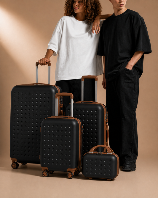 Porthgwarra 4 Piece Hard Shell Suitcase Set with Travel Bag lifestyle view