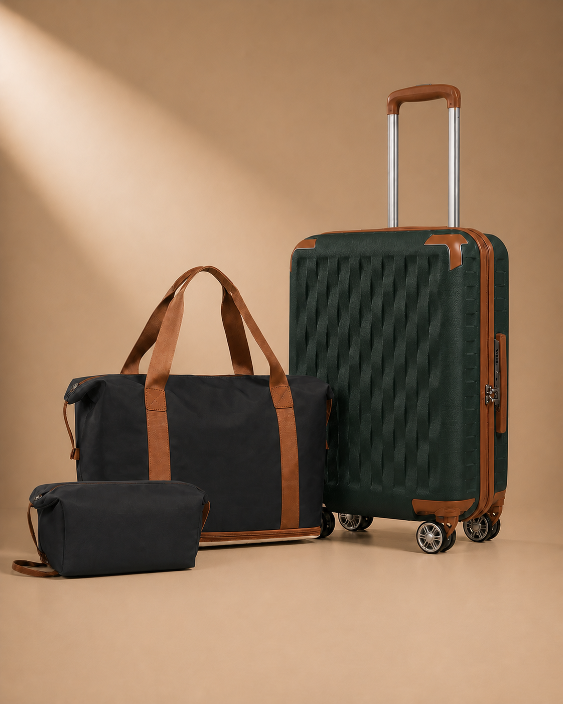 Beaumaris 3 Piece Suitcase Set in Green