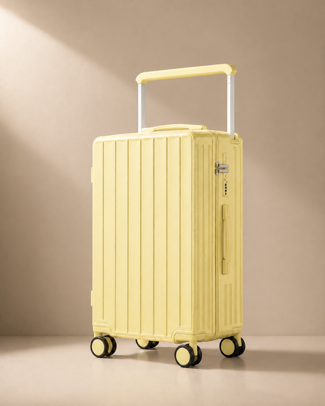 Portloe cabin suitcase in yellow, premium studio product view