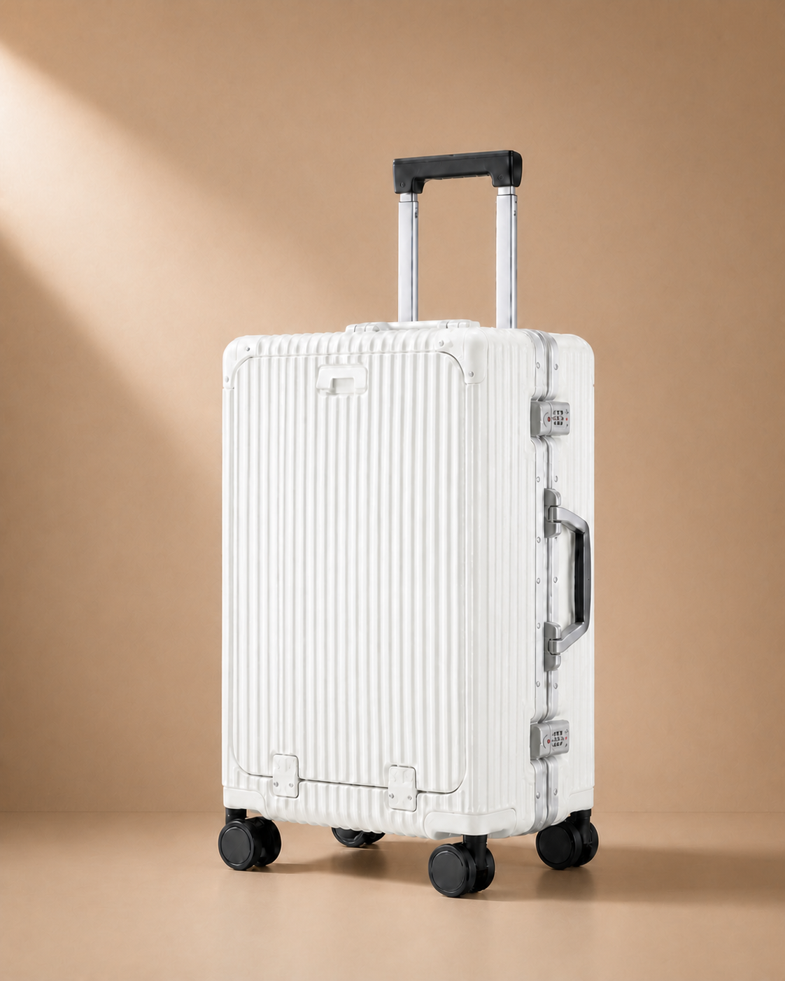 Appledore Front-Opening Cabin Suitcase with USB Port - 20/24 Inch in White - premium cleaned studio product photo