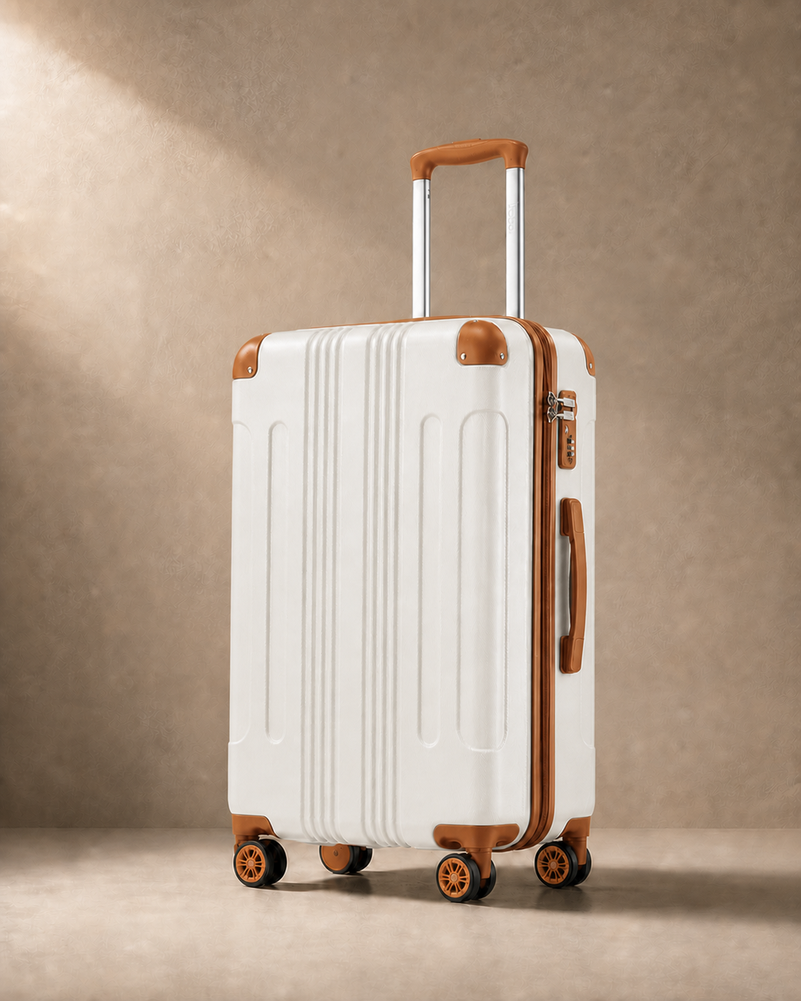 Porthleven 3 Piece Hard Shell Suitcase Set - 20/24/28 Inch in Beige