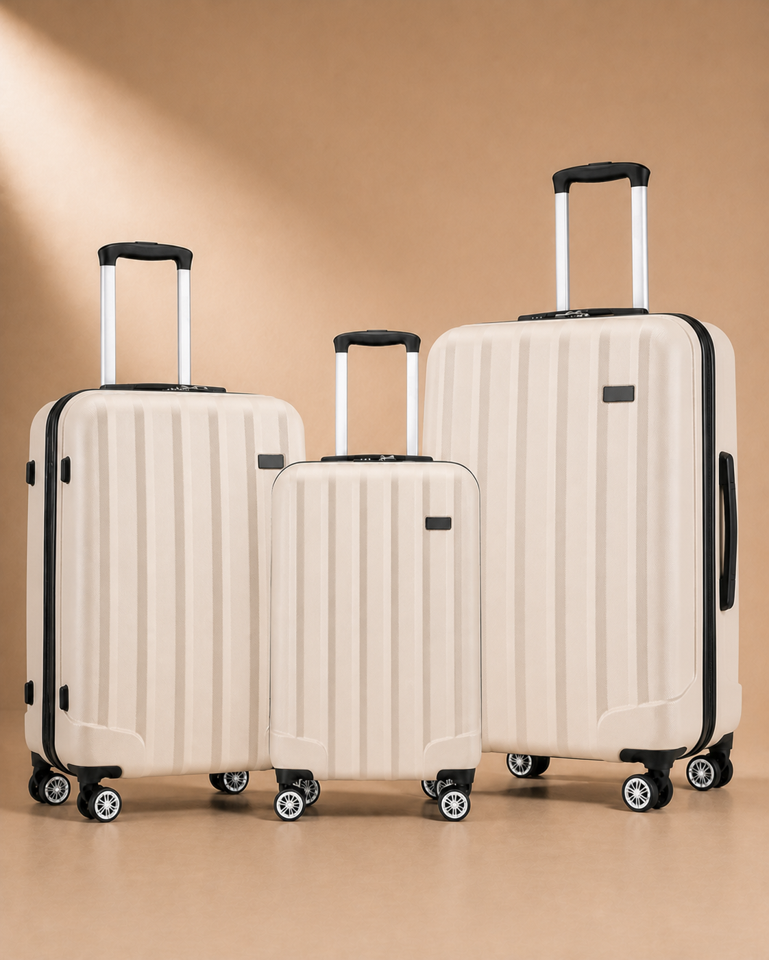 Ullapool Scratch-Resistant 3 Piece Hard Shell Suitcase Set - 19/24/28 Inch in Beige