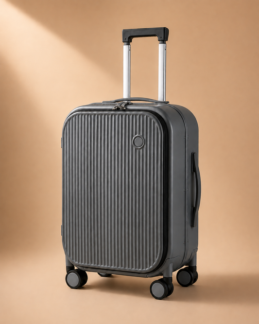 Boscastle Aluminium Frame Cabin Suitcase - 18/20 Inch with Laptop Pocket in Gray