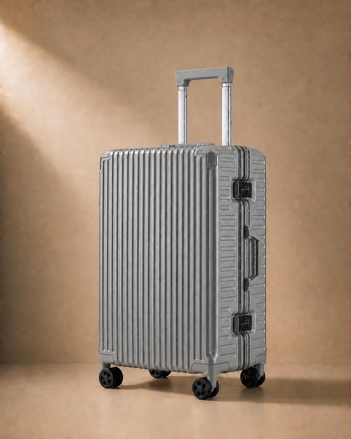 Lamorna Aluminium Frame Cabin Suitcase with USB Port - 20/22/24/26 Inch in Dark Gray