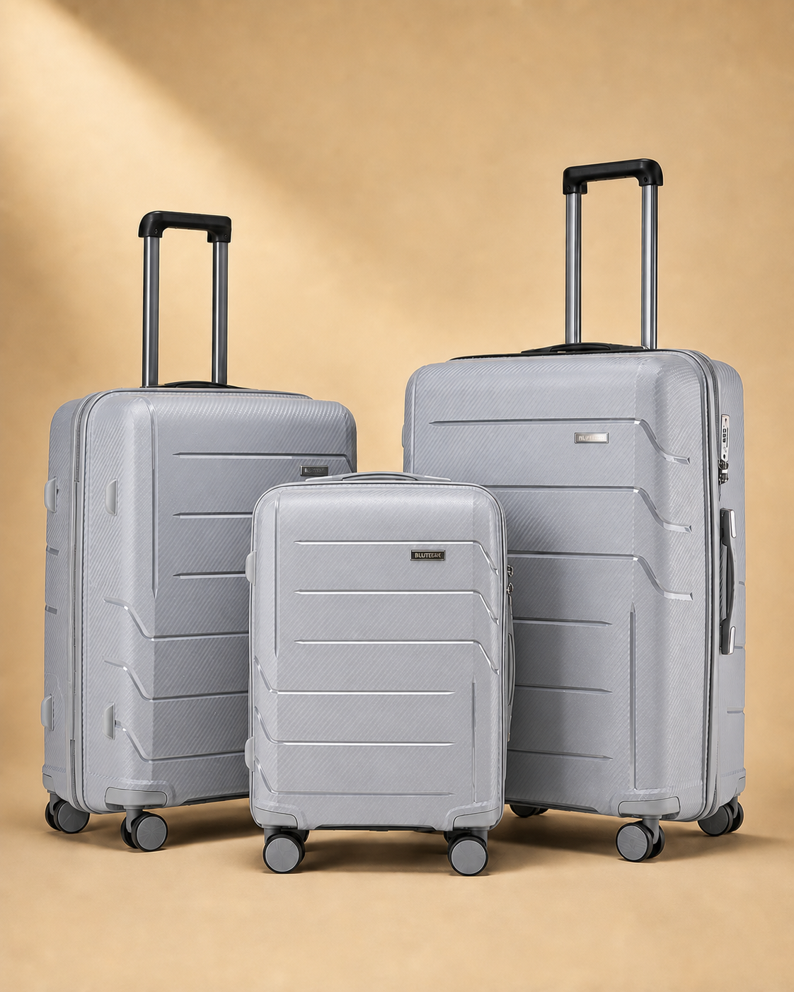 Tobermory 3 Piece Hard Shell Suitcase Set - 20/24/28 Inch in Grey