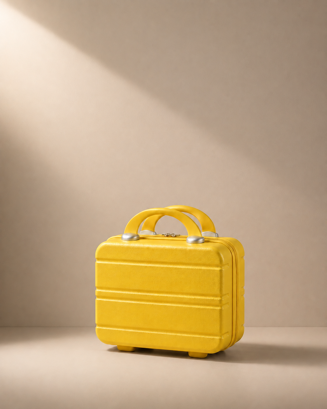 Prussia Hard Shell Travel Makeup Case in Yellow - front product view