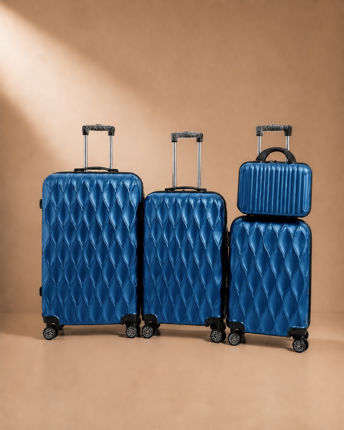 Anstruther Carry-On 4 Piece Hard Shell Suitcase Set with Travel Bag in Blue