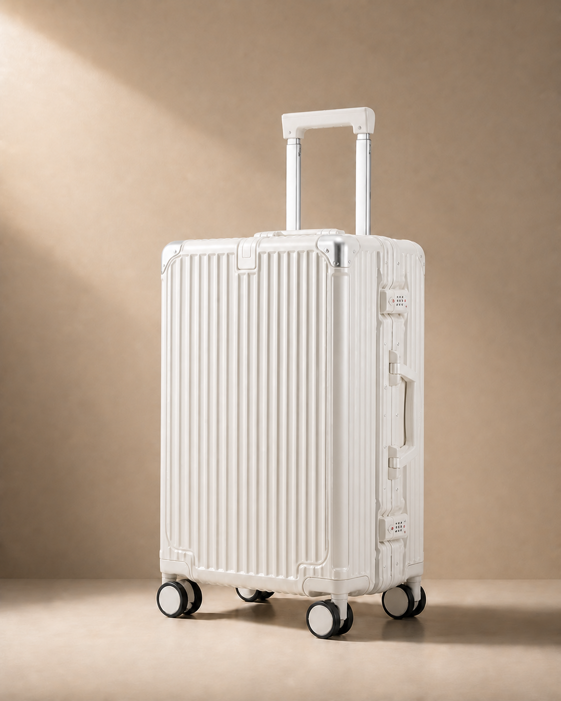 Totnes Hard Shell Cabin Suitcase with Cup Holder - 20/24/26 Inch in White