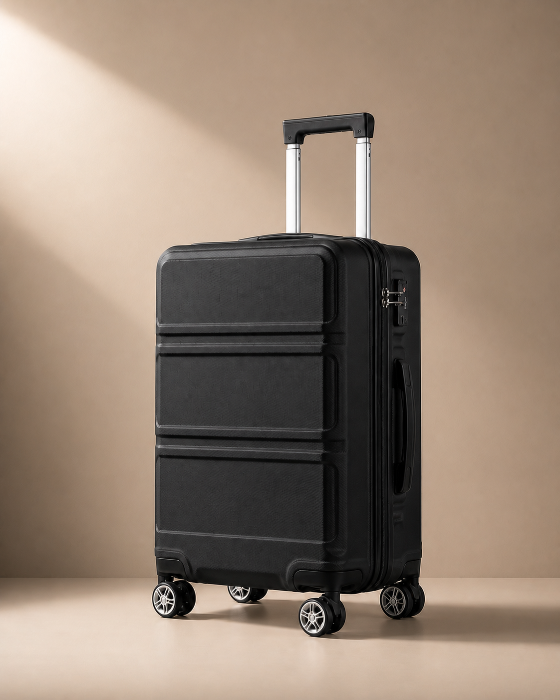 Bamburgh Large Capacity Hard Shell Cabin Suitcase - 20/24/28 Inch in Black