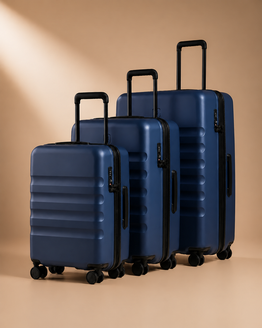 Staithes 3 Piece Hard Shell Suitcase Set in Navy Blue - 20/24/28 Inch