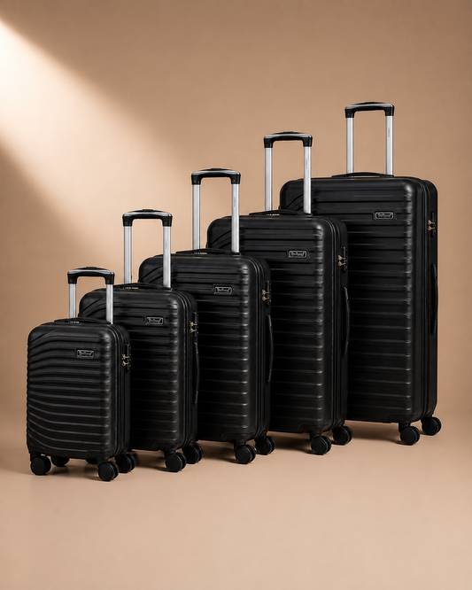 Portree 5 Piece Hard Shell Suitcase Set - 18/20/26/29/32 Inch in Black - premium cleaned studio product photo