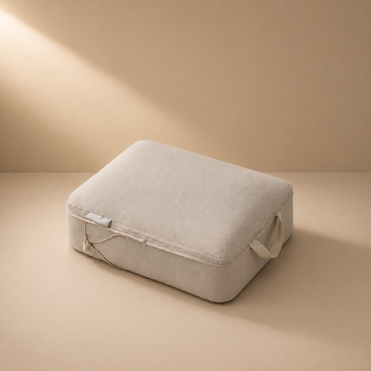 Hathersage beige compression packing cube - premium studio product photo