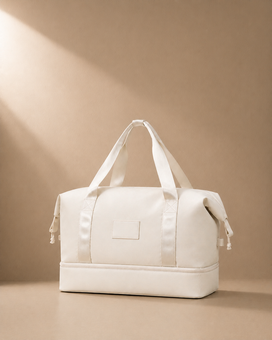 White Coniston large capacity expandable travel bag with shoe compartment