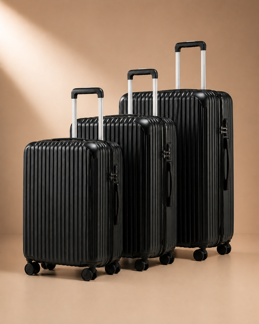 Cullen hard shell 28 inch suitcase set in black - main studio view