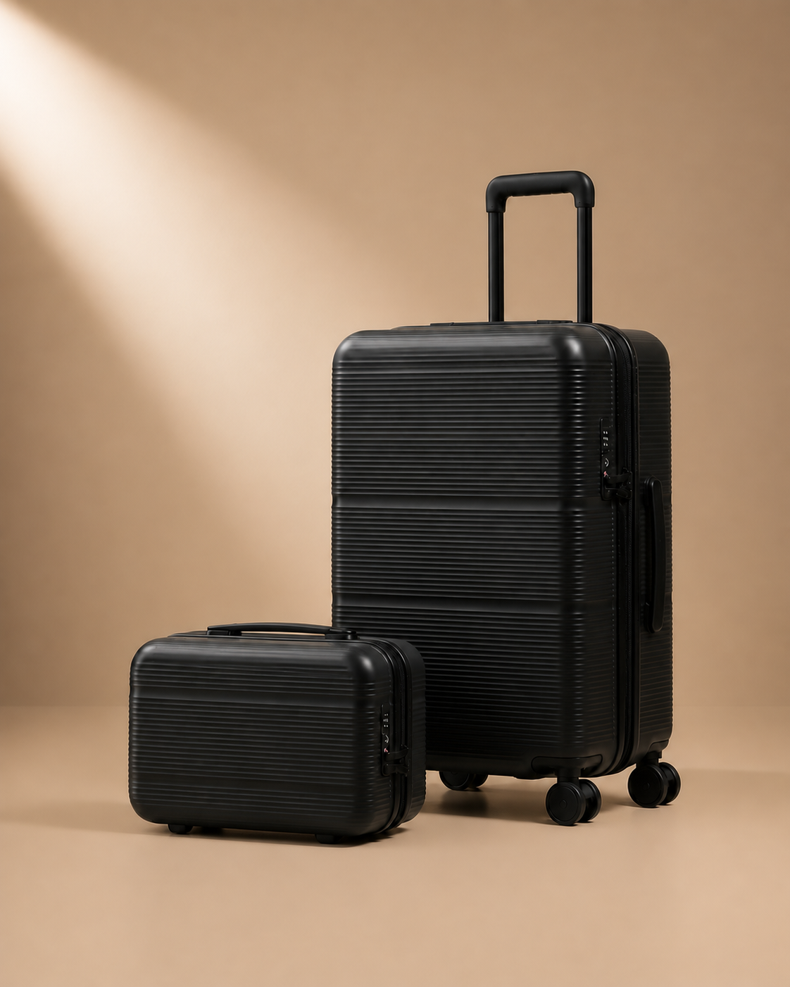 Trebah Travel Makeup Case with Vanity Case - Black 13 and 20 Inch Set
