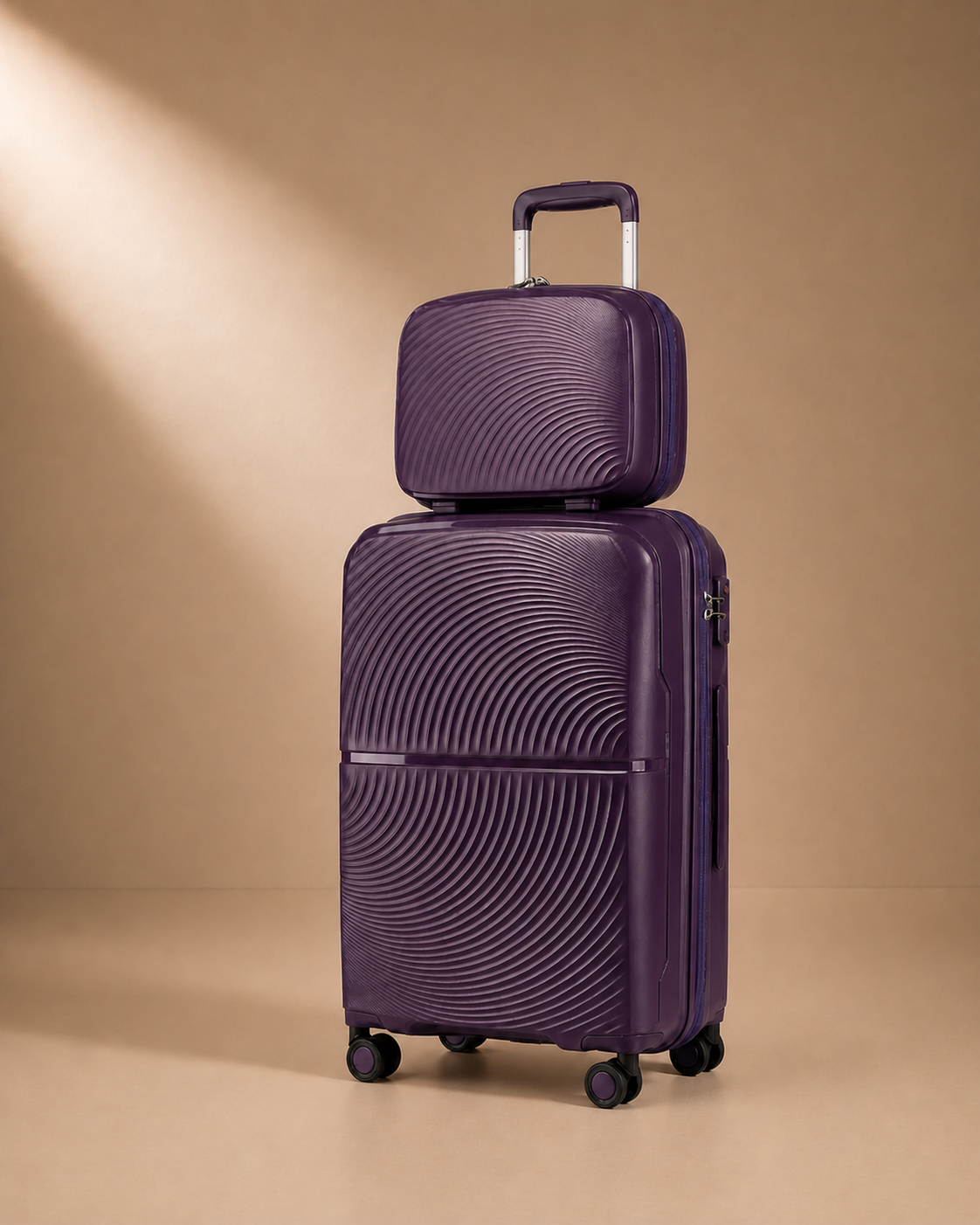 Purple Solva 2 Piece Hard Shell Suitcase Set - 14 and 20 Inch