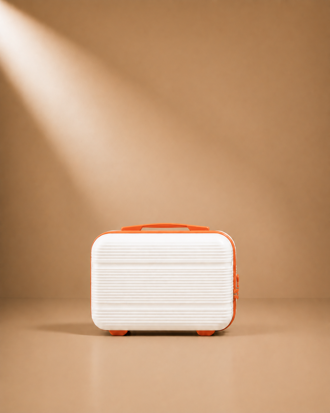 Trebah Travel Makeup Case - White and Orange 13 Inch