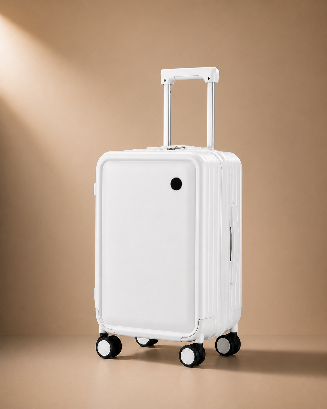 Beesands hard shell cabin suitcase in white - main studio view