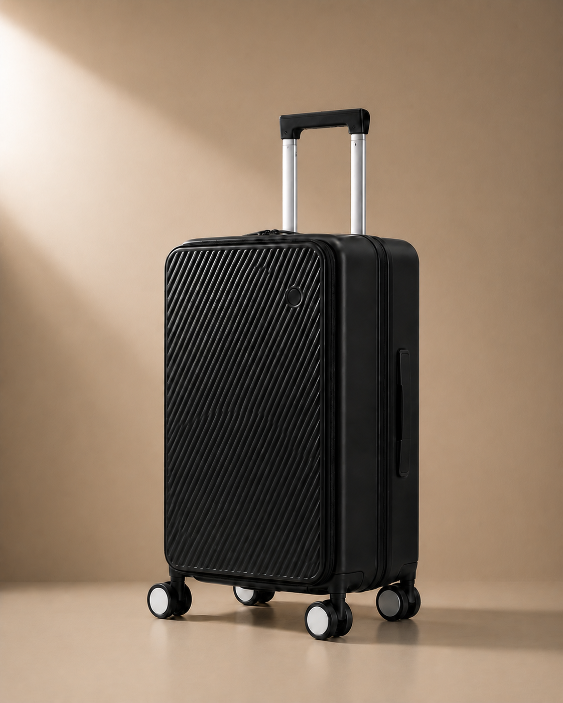 Bodinnick Expandable Front-Opening Cabin Suitcase in Black