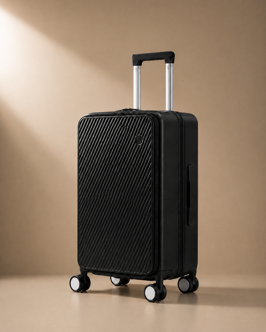 Bodinnick Expandable Front-Opening Cabin Suitcase in Black