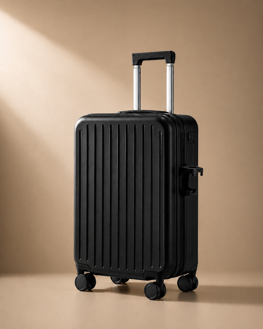 Gunwalloe black cabin suitcase with cup holder and smooth spinner wheels