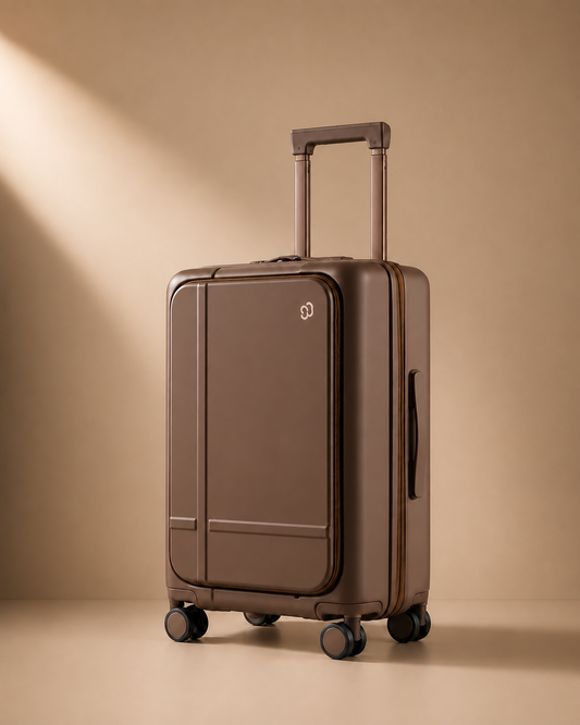 Kingsand Front-Opening Cabin Suitcase with Laptop Pocket - 20/25 Inch in Brown