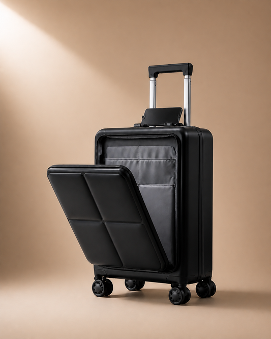 Seahouses 14 Inch Travel Makeup Case in Black - front opening access