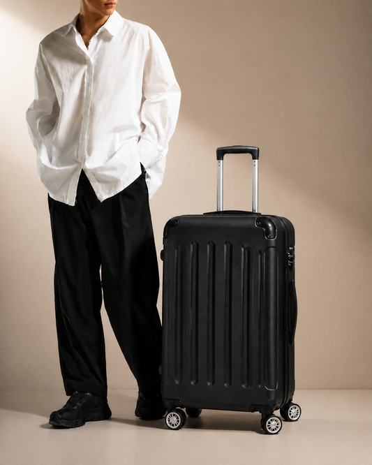 Lulworth Hard Shell Trolley Cabin Suitcase - 20 Inch - Lifestyle clean premium studio image. Smooth background, polished suitcase finish, high-end travel product photography.