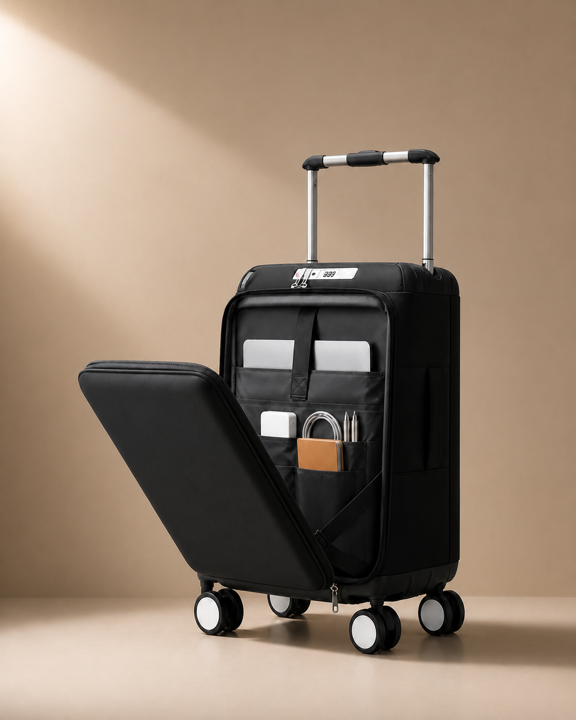 Woolacombe Front-Opening Cabin Suitcase - front pocket organiser