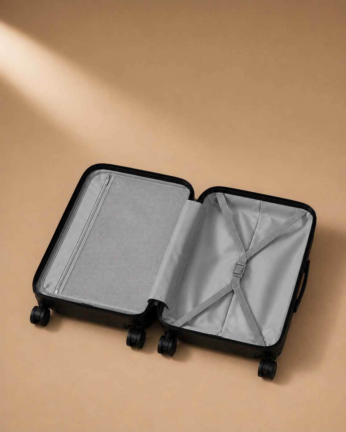 Trebah Travel Makeup Case with Vanity Case - Black 20 Inch Open Interior