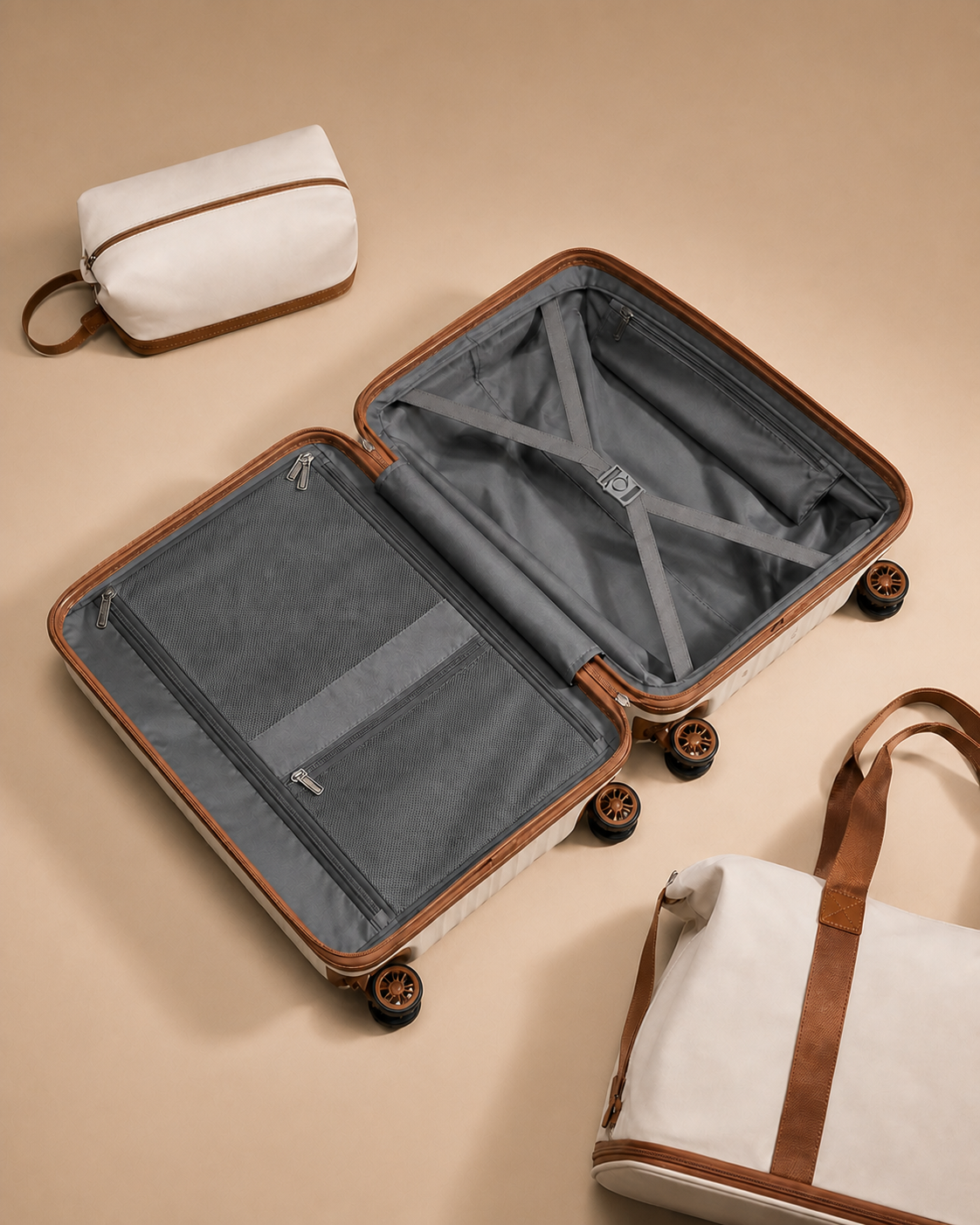 Beaumaris 3 Piece Suitcase Set interior view