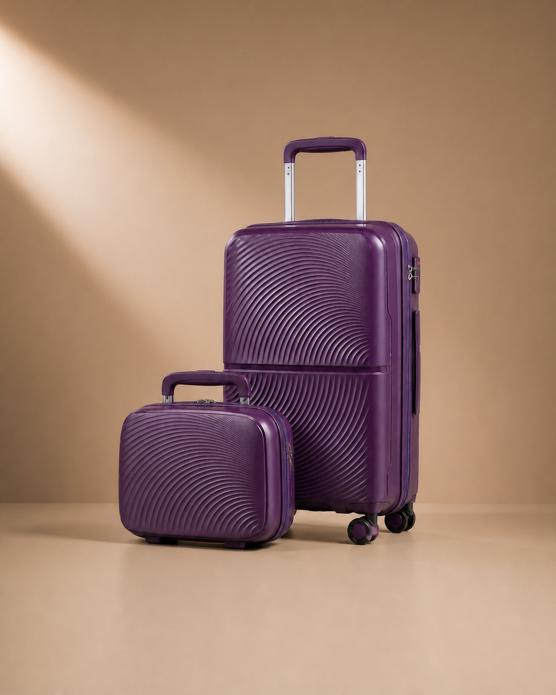 Solva 2 Piece Hard Shell Suitcase Set - front studio view
