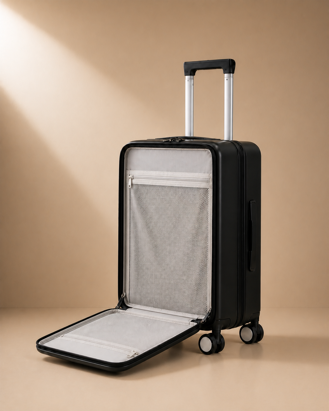 Bodinnick Expandable Front-Opening Cabin Suitcase front opening view