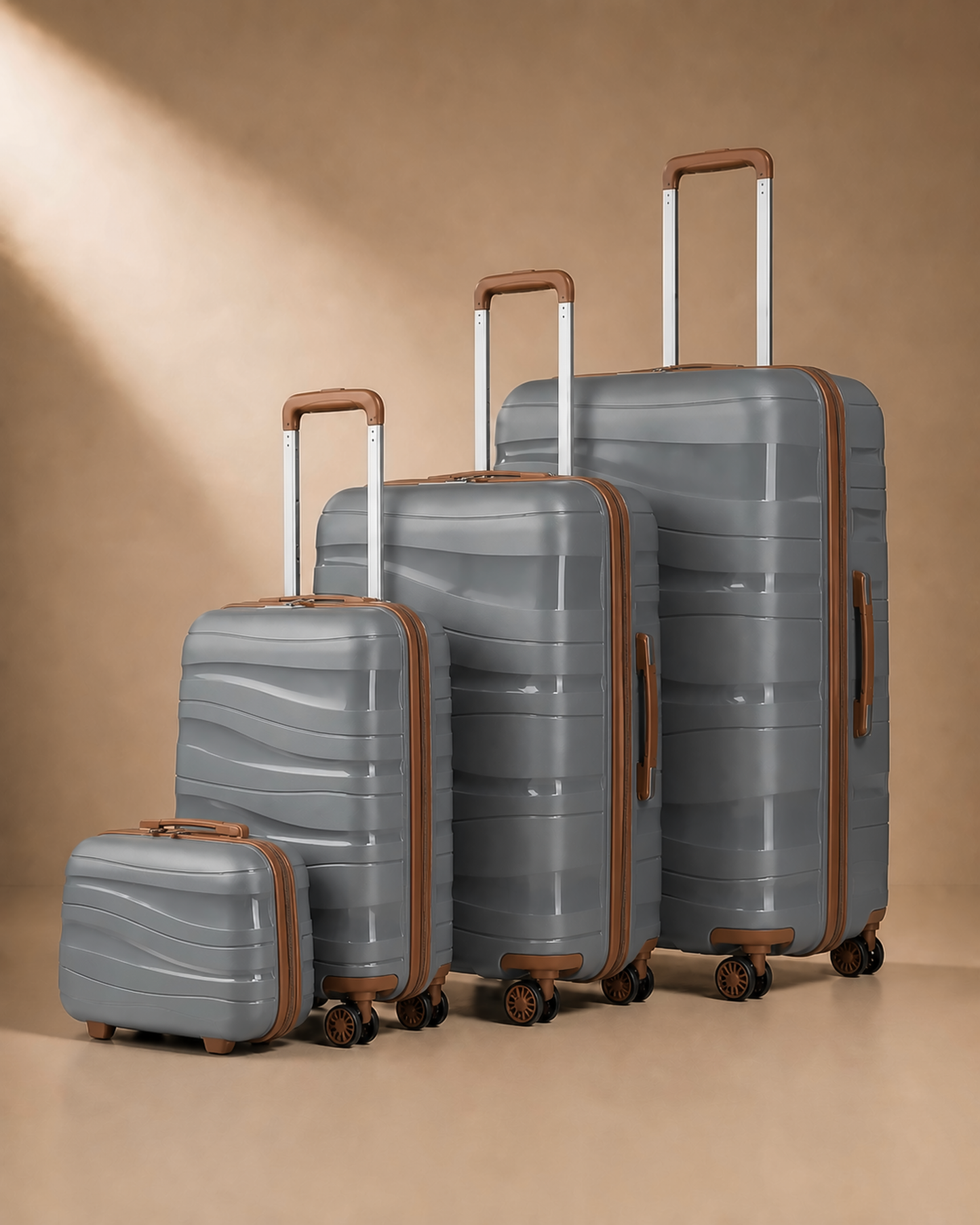 Rannoch 4 piece hard shell suitcase set in grey