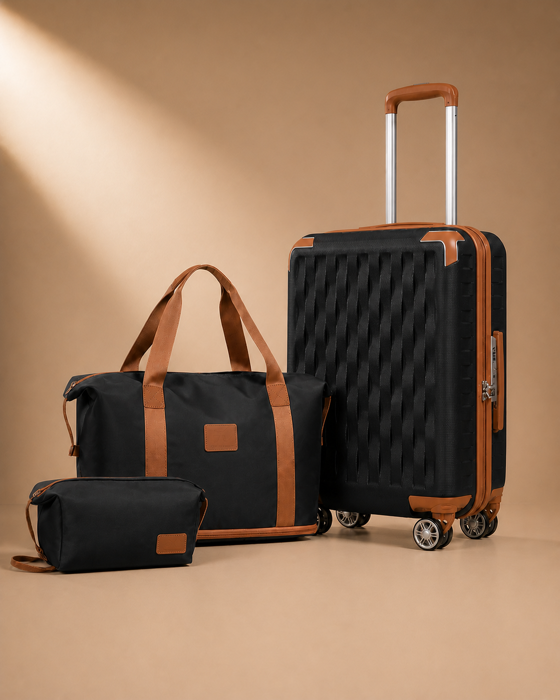 Beaumaris 3 Piece Suitcase Set in Black