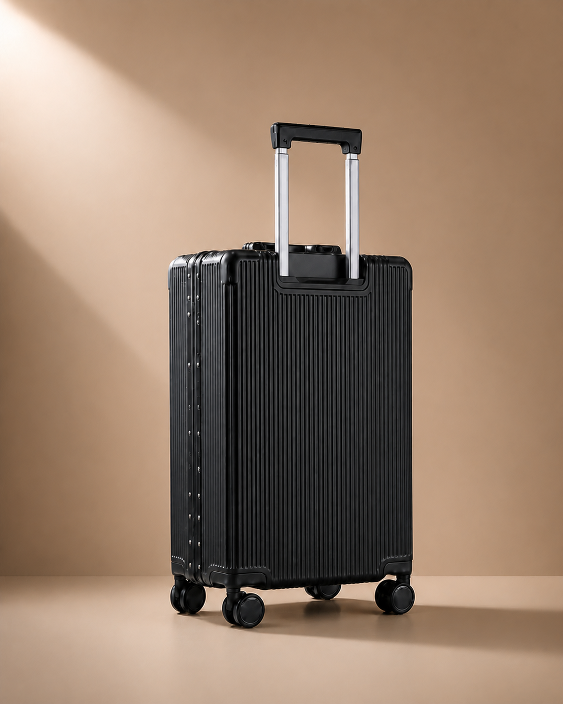 Zennor Aluminium Frame Cabin Suitcase in Black - rear view