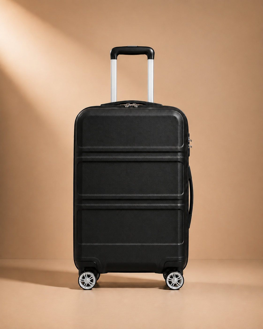 Tenby black suitcase — front product view