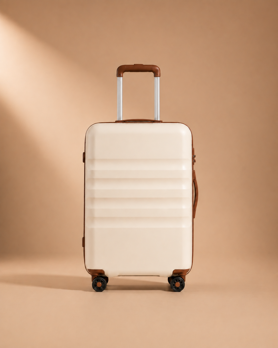 Painswick beige hard-shell suitcase, premium rear view