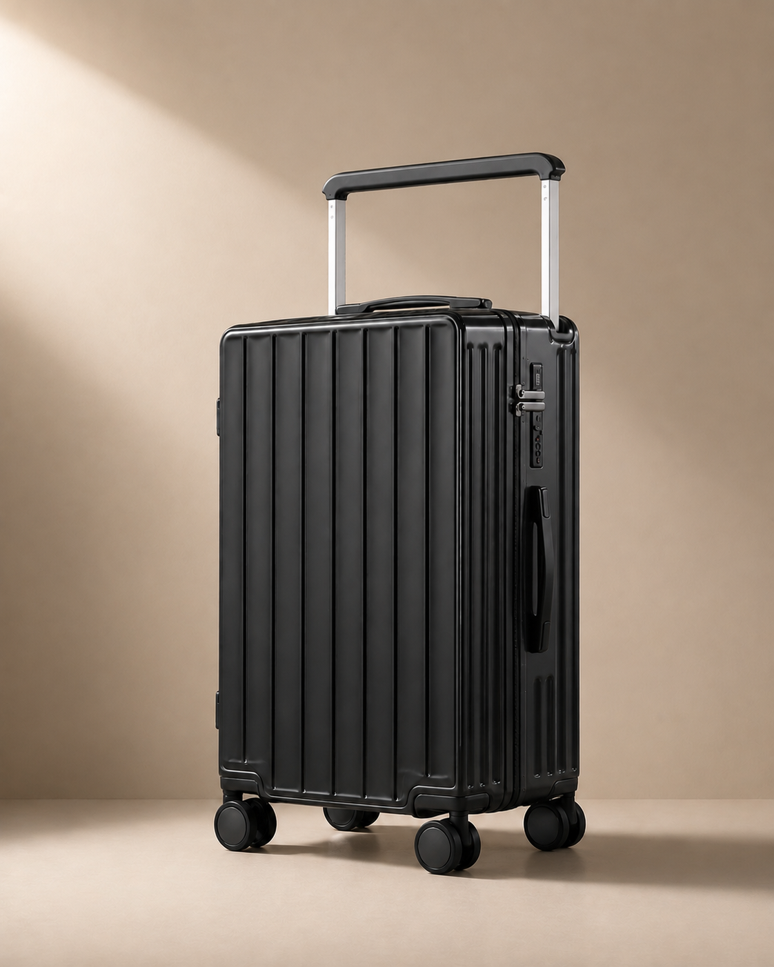 Portloe cabin suitcase in black, premium studio product view