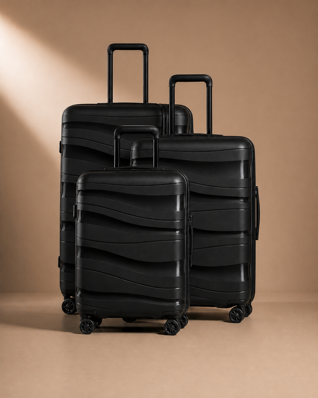 Crovie Large Capacity 3 Piece Hard Shell Suitcase Set - 20/24/28 Inch front set view