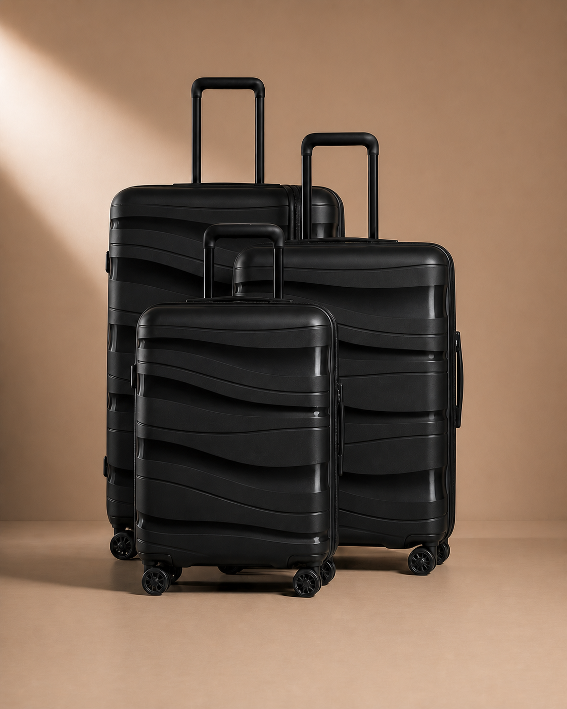 Crovie Large Capacity 3 Piece Hard Shell Suitcase Set - 20/24/28 Inch front set view