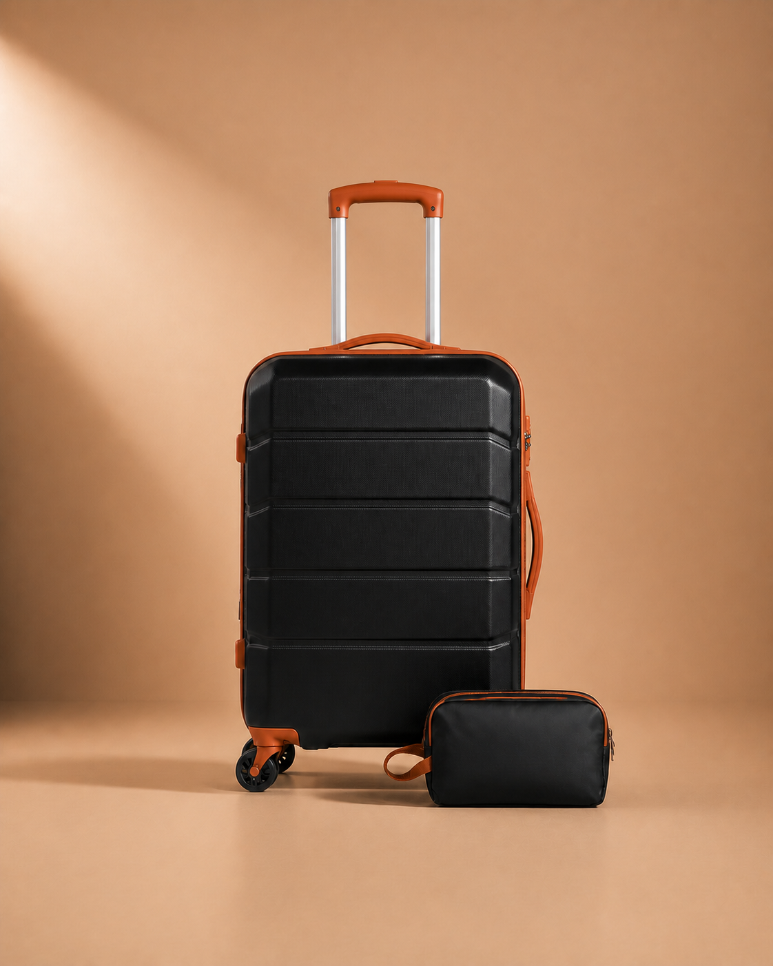 Lavenham 5 Piece Hard Shell Suitcase Set with Travel Bag - single suitcase and toiletry bag