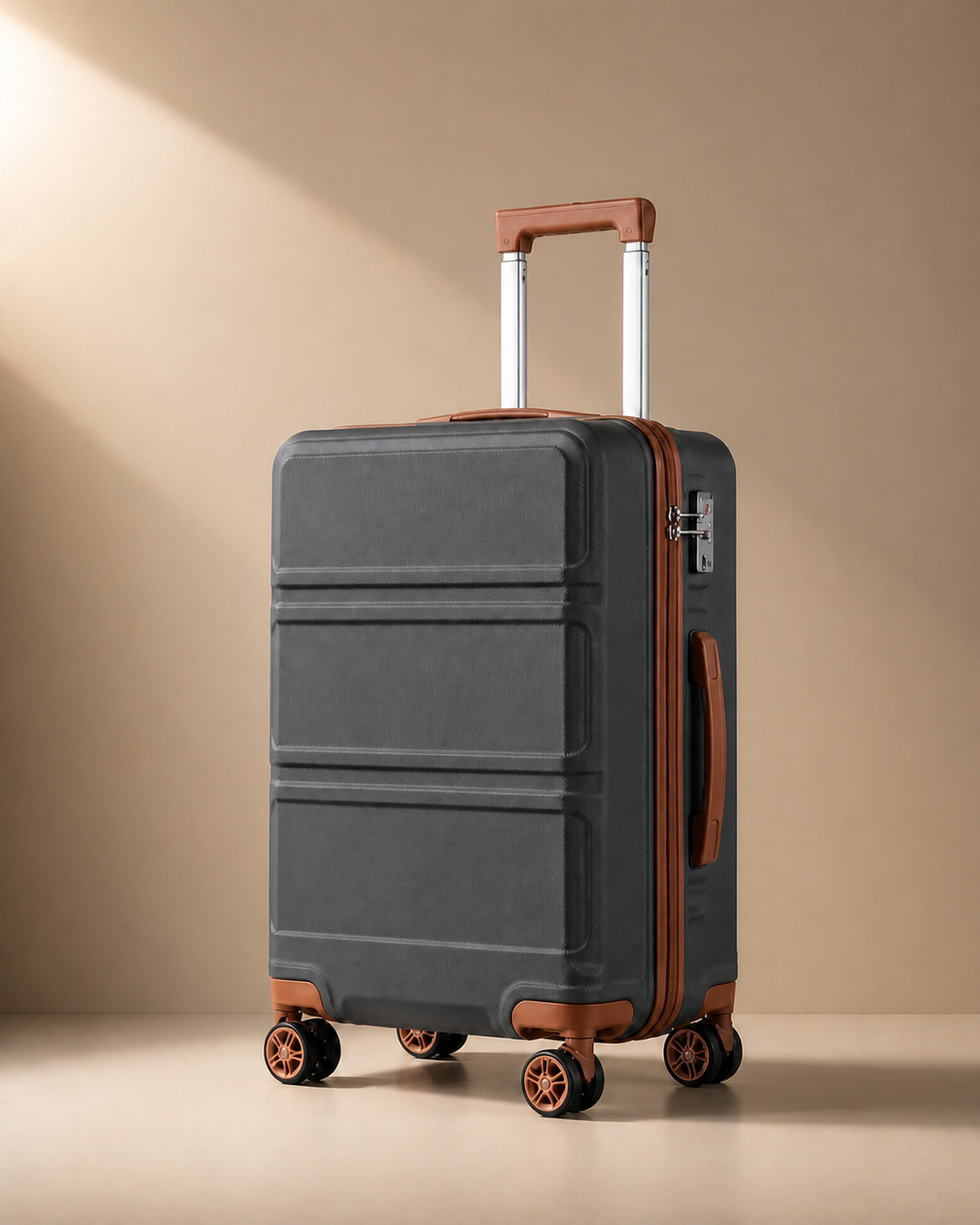 Bamburgh Large Capacity Hard Shell Cabin Suitcase - 20/24/28 Inch in Black Brown