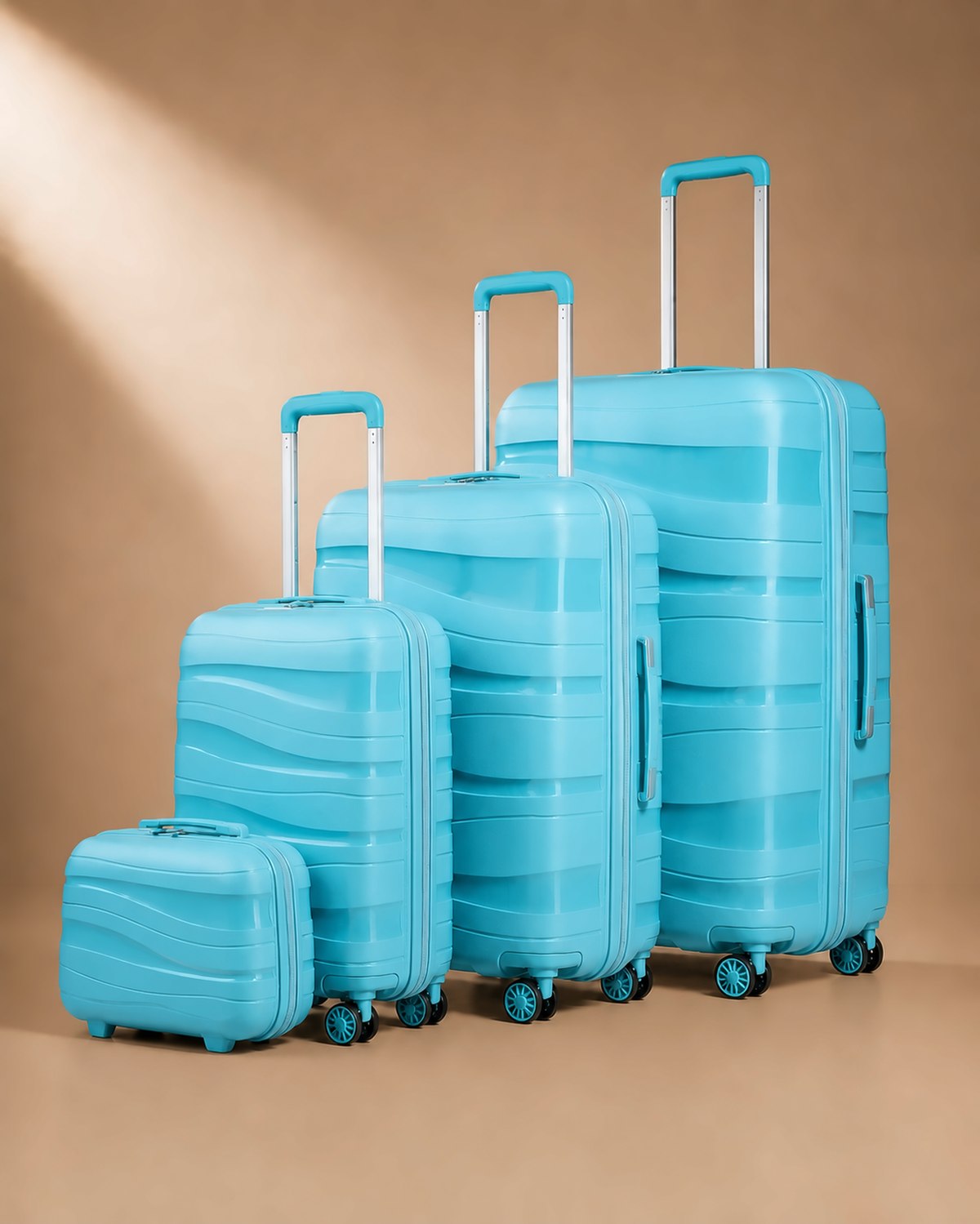 Rannoch 4 piece hard shell suitcase set in turquoise