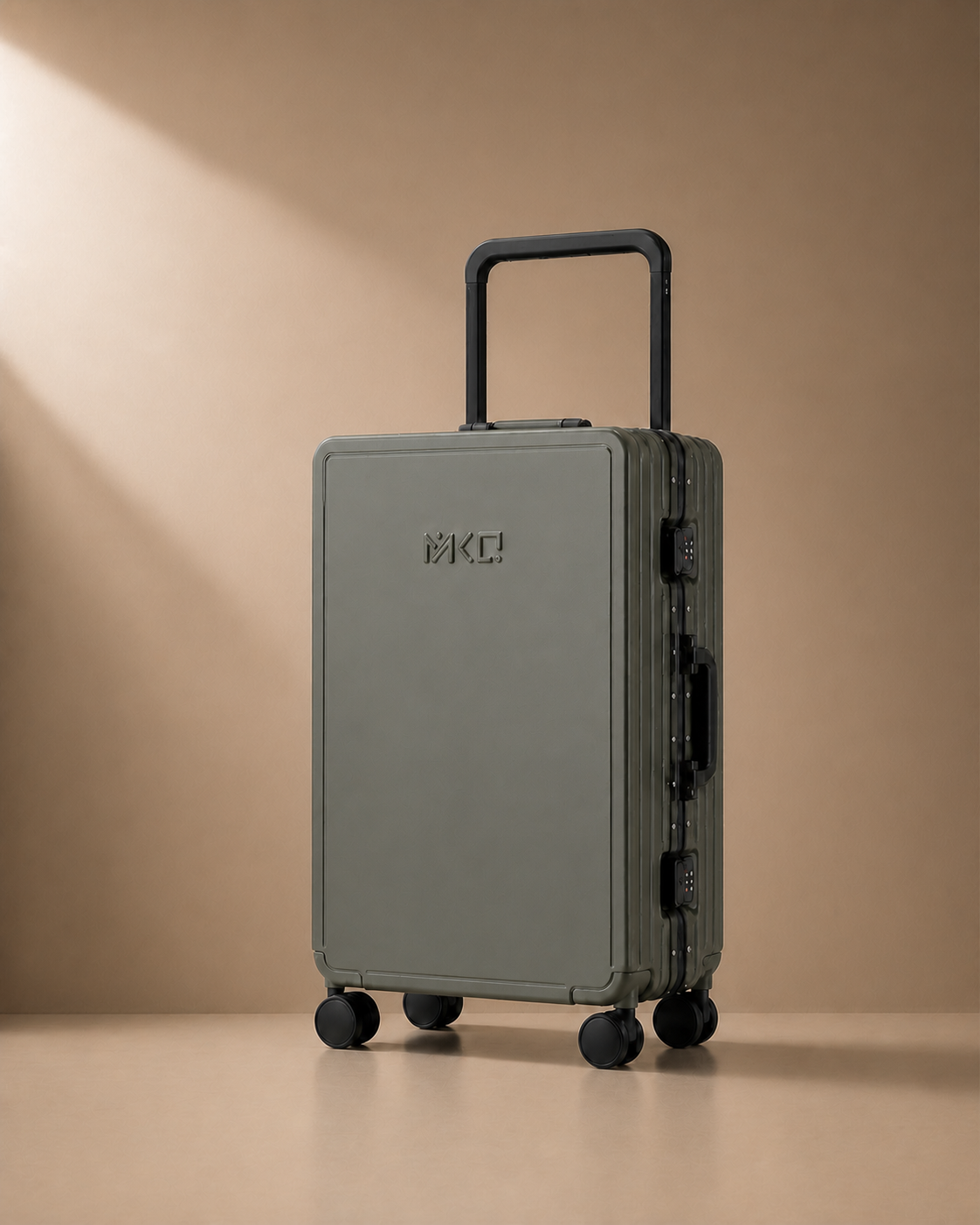 Green Mevagissey aluminium frame cabin suitcase with secure latch locks