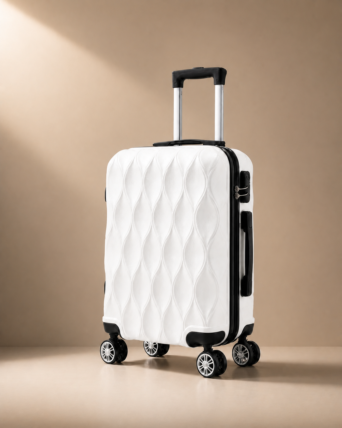 Dartmouth Hard Shell Cabin Suitcase - 20 Inch in White - premium studio front view