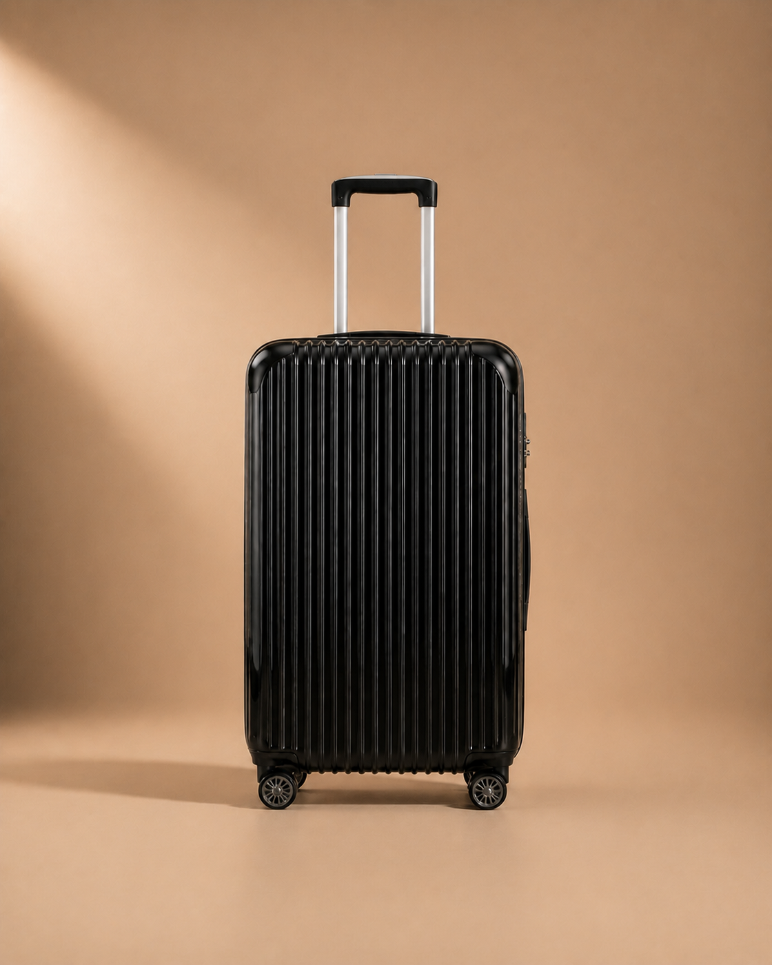 Cullen hard shell 28 inch suitcase in black - solo front view