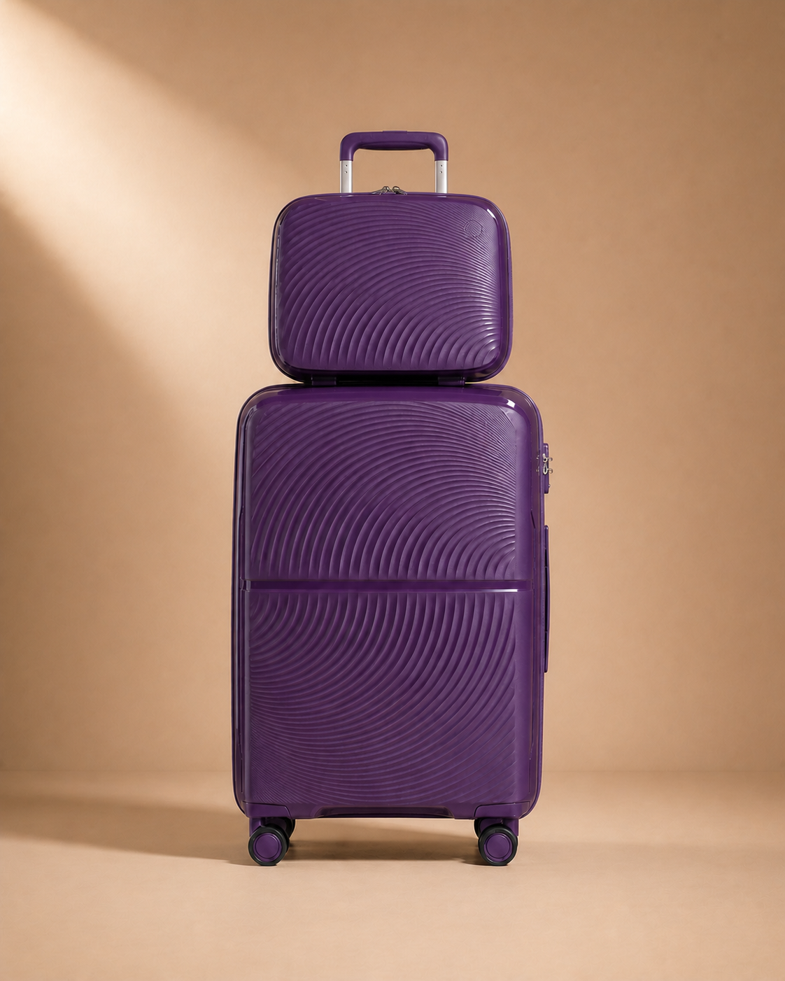 Solva 2 Piece Hard Shell Suitcase Set - stacked front view
