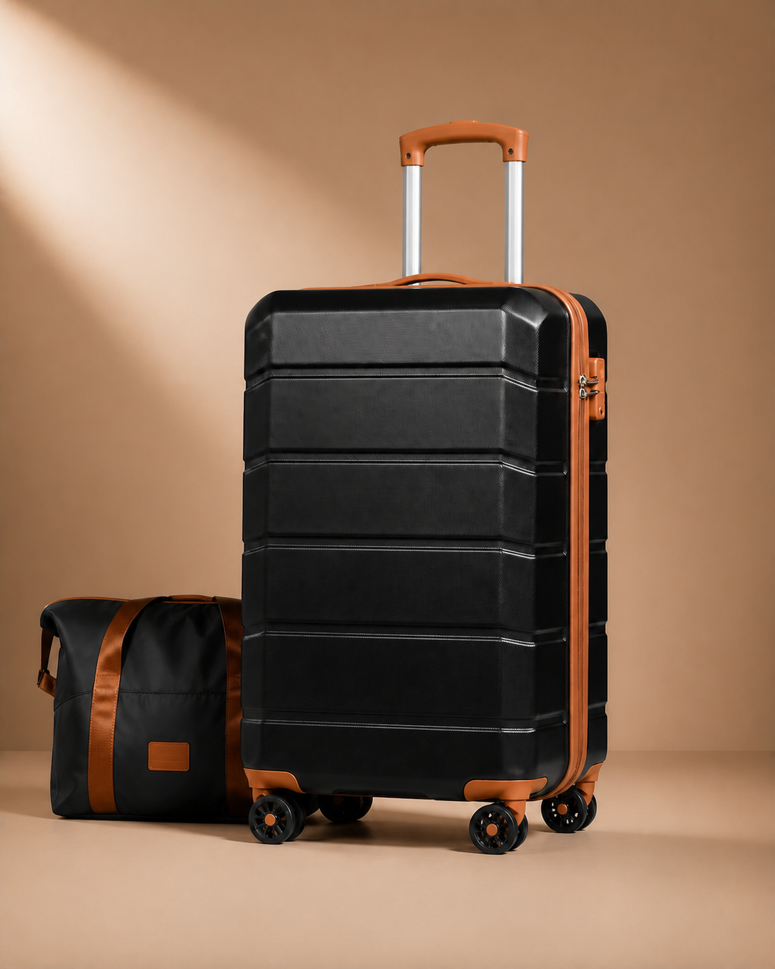Lavenham 5 Piece Hard Shell Suitcase Set with Travel Bag in Black